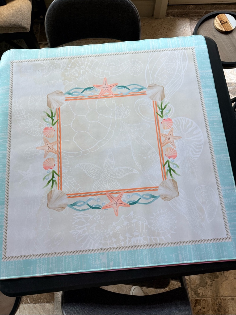 NWOT Coastal Beach Themed Mahjong Mat. Beautiful pattern and colors. Never used.